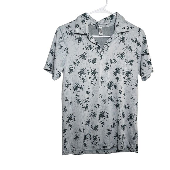 Adidas Golf Polo Boy's Large Printed Short Sleeve Collared Athletic Printed - Picture 1 of 8